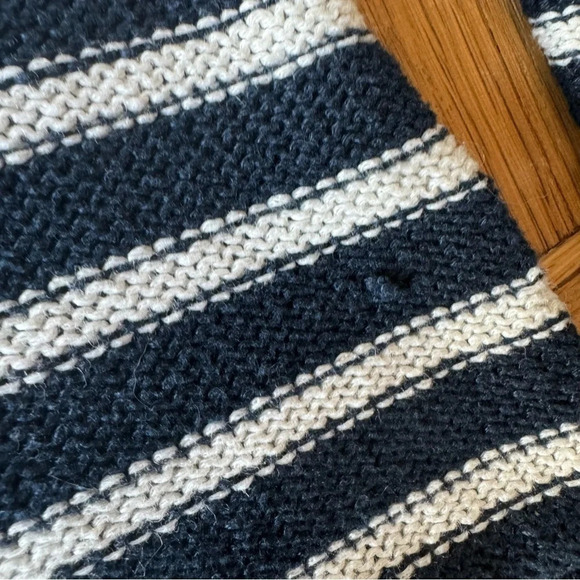 Vince Large Linen Pullover Sweater V Neck Striped Knit Long Sleeve - Picture 8 of 9